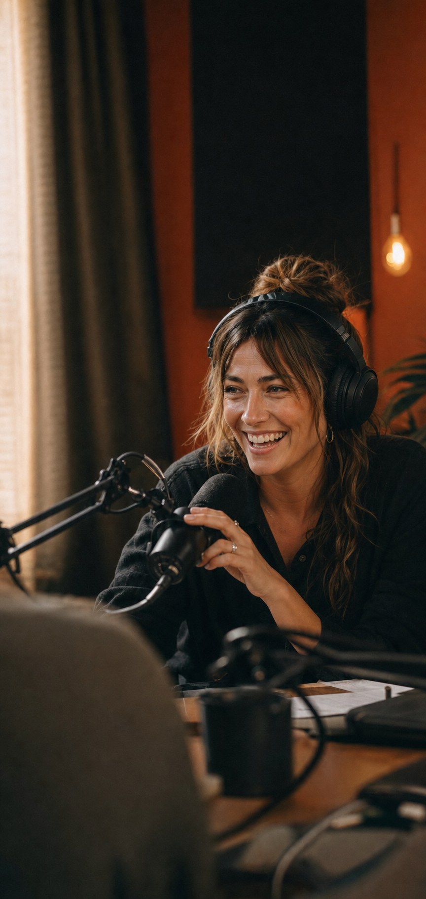 Creator smiling during a recording